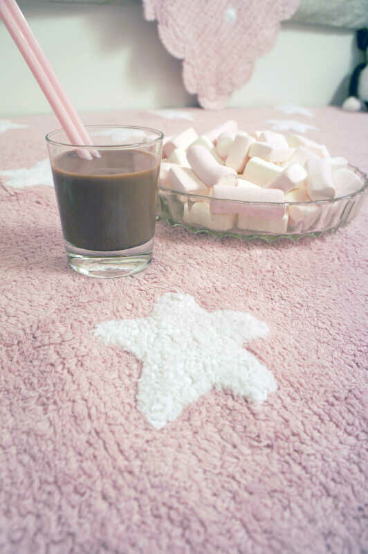 Alfombra Lavable Stars Rosa-Blanco